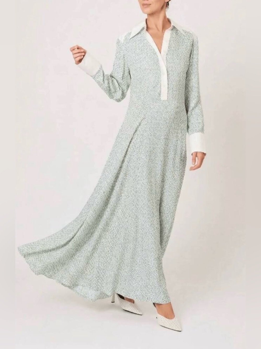 Rosie Assoulin NWT Groovy Shirtdress Cotton Poplin Blue Green Sz 6